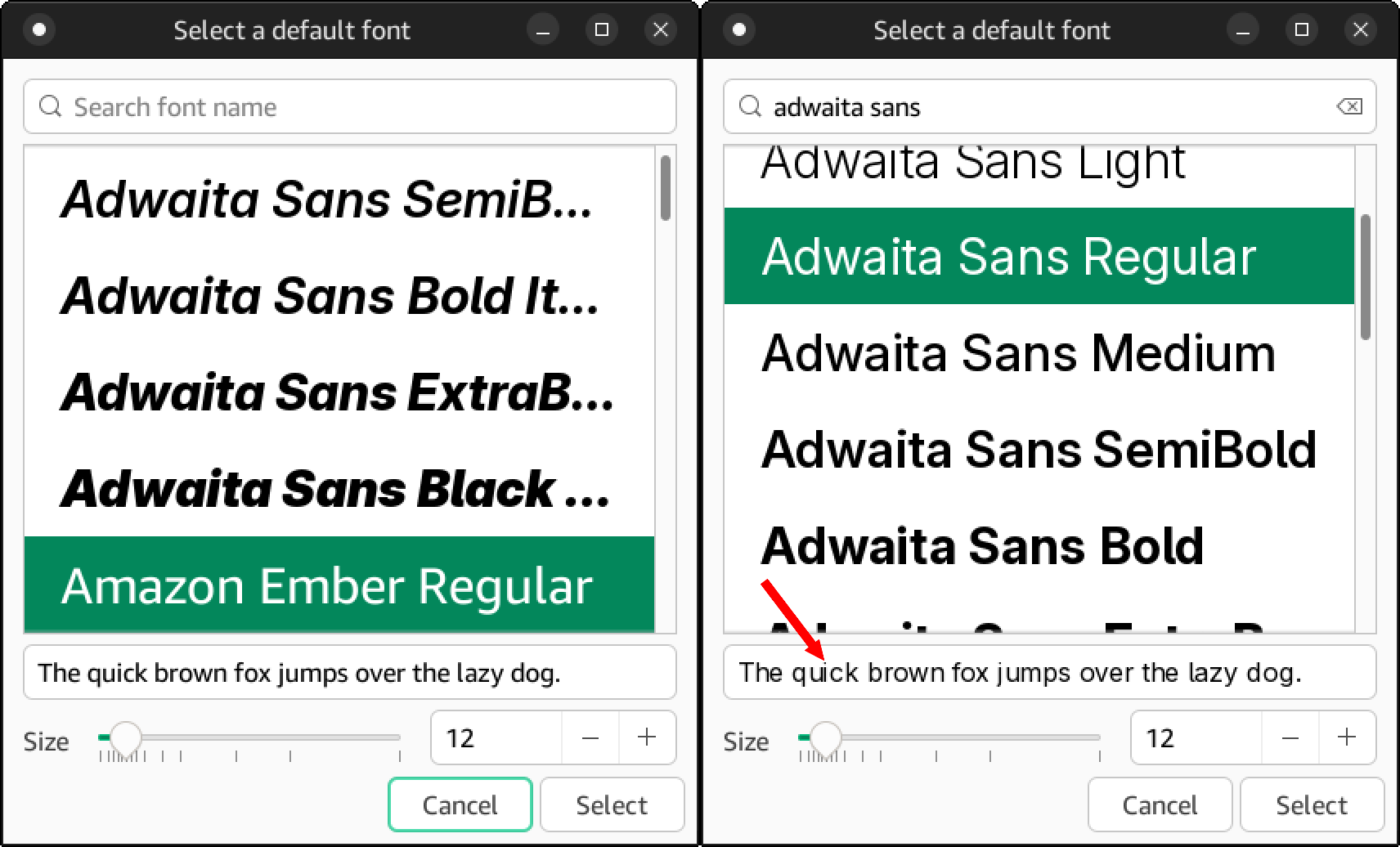 Amazon Ember is better than Adwaita Sans