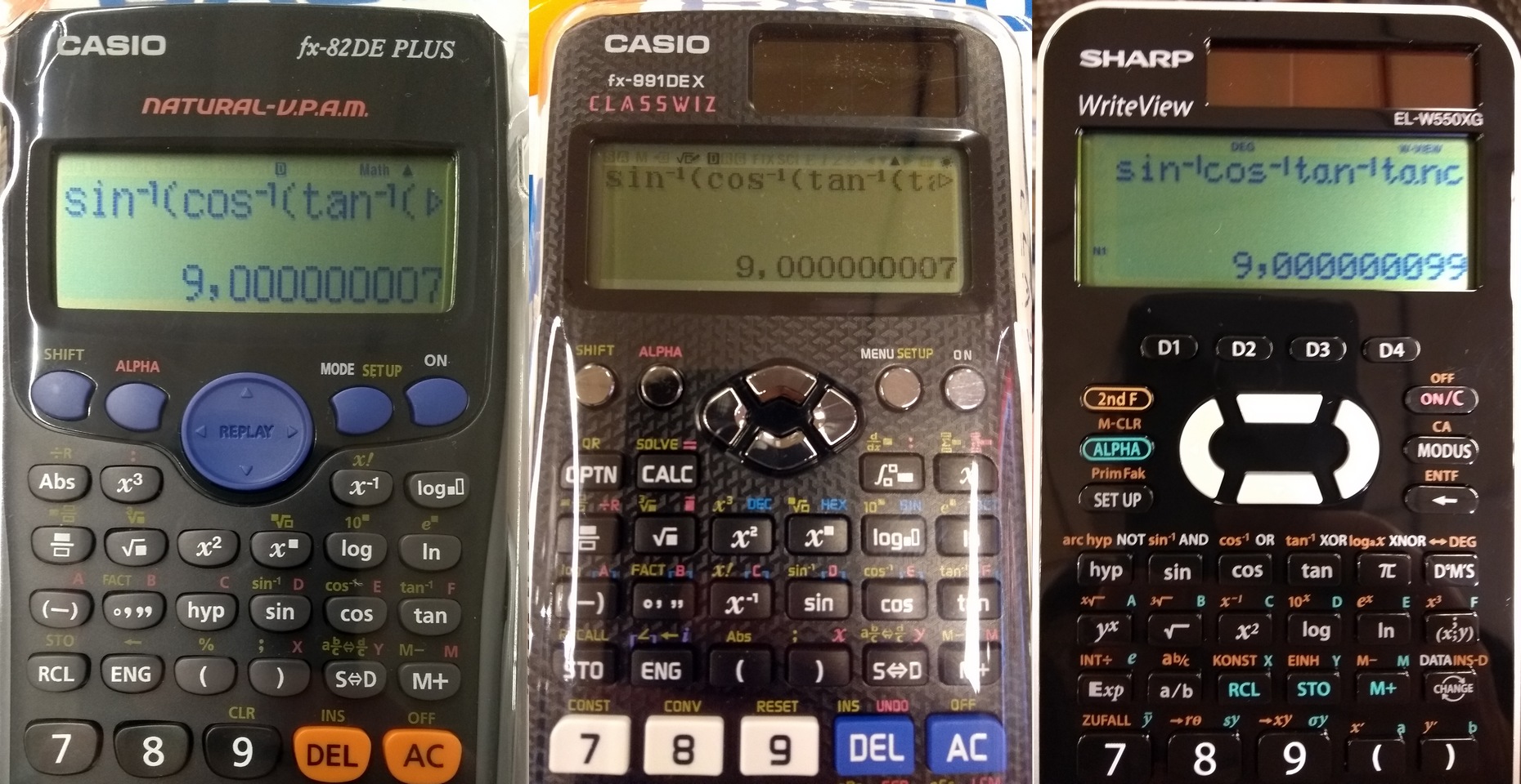 CASIO fx-92 Special College✓ Calculation mode and set the parameters to  their initial default value 